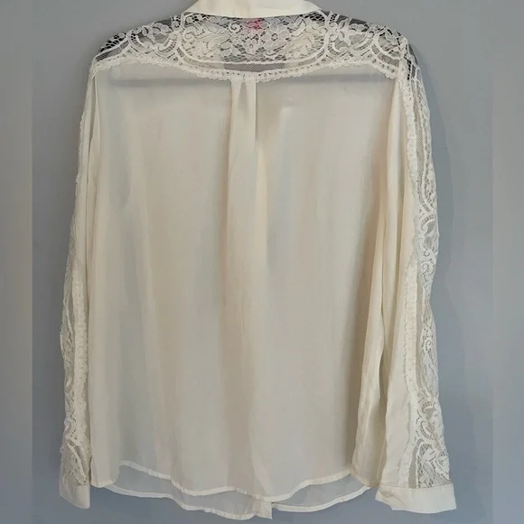 catherine Malandrino Long Sleeve Lace Button Down Blouse - Picture 5 of 9